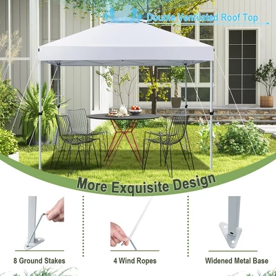 Costway 2-Tier 10' X 10' Pop-up Canopy Tent Instant Gazebo Adjustable Carry Bag With Wheel 5 Costway 2-Tier 10' X 10' Pop-up Canopy Tent Instant Gazebo Adjustable Carry Bag With Wheel - Image 5
