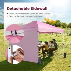 Costway 10'x10'Commercial Pop-up Canopy Tent Sidewall Folding Market Patio White/Pink -Camping Equipment Series GUEST fa34a45e 4712 4da2 8ff8 f7fc519c3631