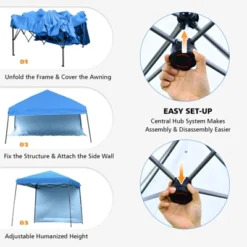 Tangkula 10x10 Ft Pop Up Canopy Tent One Person Set-up Instant Shelter With Central Lock W/ Roll-up Side Wall -Camping Equipment Series GUEST fa9334aa 467d 4f85 8bae 06046e5f5289