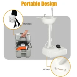 Costway Outdoor Wash Sink And Potable Toilet Set 4.5 Gallon Sink & 5.3 Gallon Toilet -Camping Equipment Series GUEST ffd9dd46 bcf3 4088 bd38 ced15bfa7365